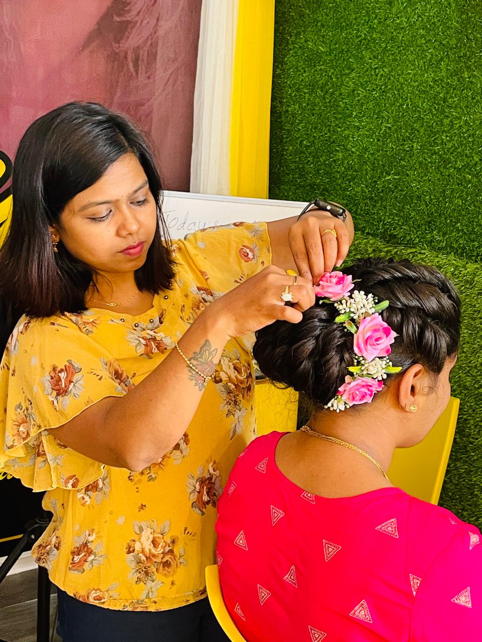 Intricate Floral Hair Art